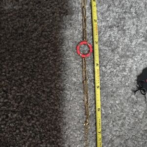 Gold Chain Bracelet with Pink Accent